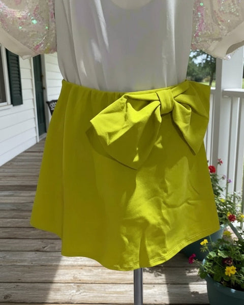 Bow Bliss Coquette Skorts-Chartreuse