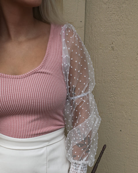Lana Mauve Polk Dot Bodysuit - The Lace Cactus