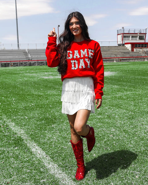 Red Leopard “Game Day” Graphic Sweatshirt - The Lace Cactus