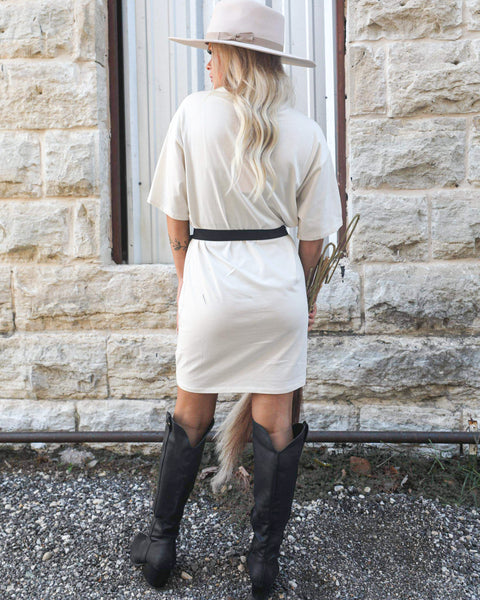 Camryn Cream Slouchy Jersey Dress - The Lace Cactus