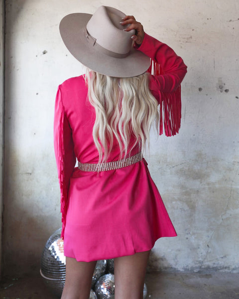 Frenchie Hot Pink Fringe Tunic Blazer - The Lace Cactus