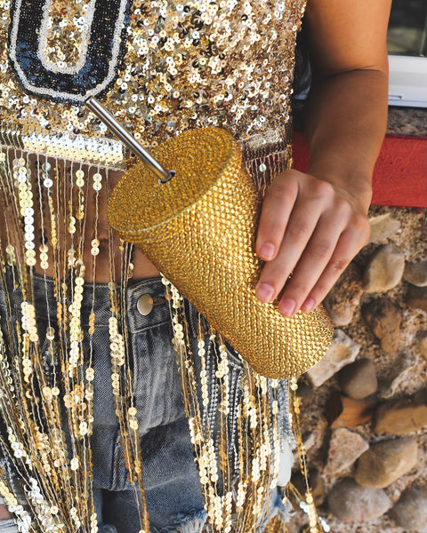 Gold Rhinestone Tumbler 18oz - The Lace Cactus