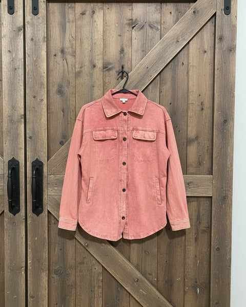 "KC" Rust Mineral Washed Shacket: Small