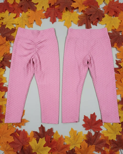 "KC" Pink Honeycomb Leggings: Small