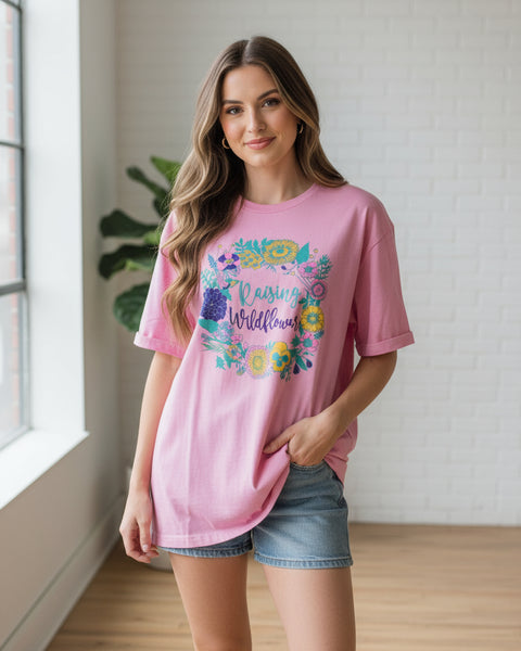 "KC" Pink "Raising Wildflowers" Graphic Tee: 3X