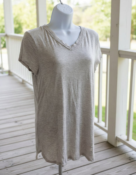 "KC" Heather Gray V-neck Top-Md