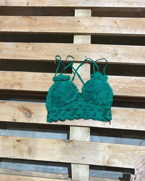 Green Scalloped Lace Bralette