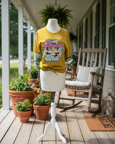 "KC" Mustard 'Mama Always Knows' Graphic Tee