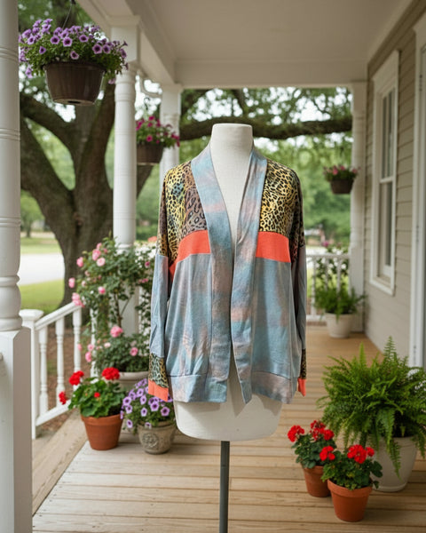 "KC" Leopard Tie Dye Cardigan