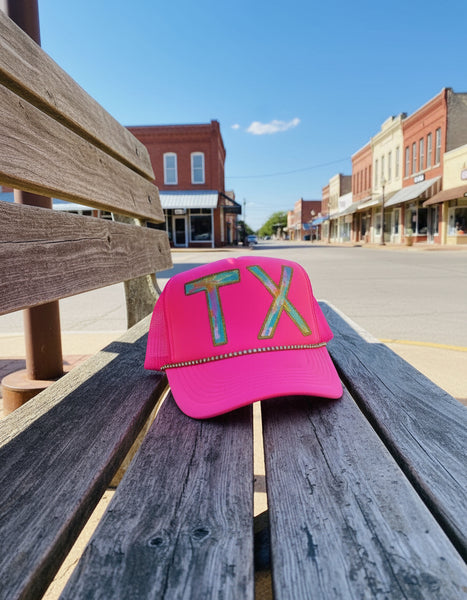 Custom Hot Pink TX Trucker Hat