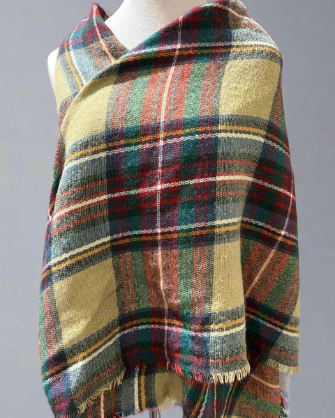 "KC" Red, Blue & Beige Multi Use Scarf: O/S