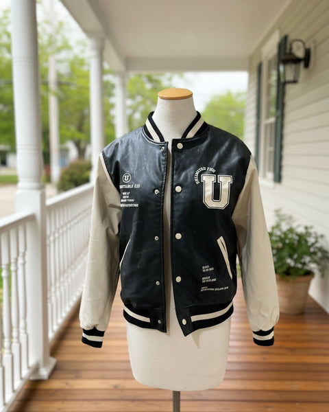 "KC" Zara Leather Letter Jacket: Youth Size 11-12