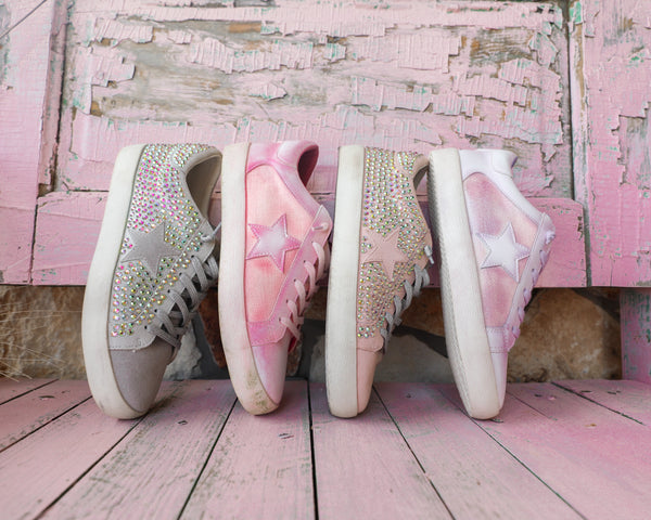 Sandy Pink Star Sneakers - The Lace Cactus