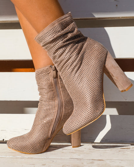 Black Chunky Gold Ankle Chain Booties
