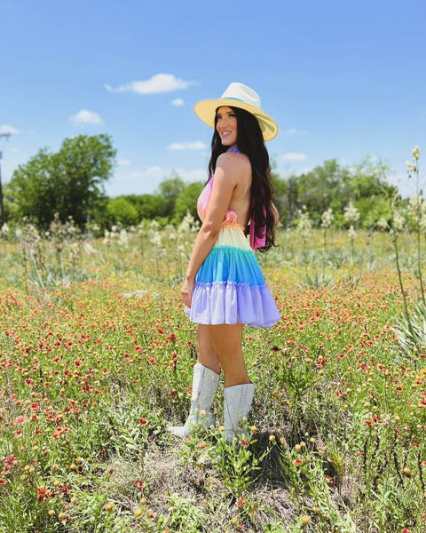 Summie Multi Color Ombré Mini Dress - The Lace Cactus