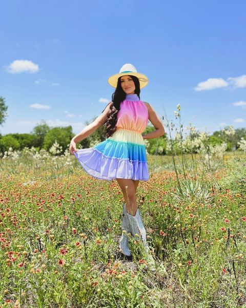 Summie Multi Color Ombré Mini Dress - The Lace Cactus