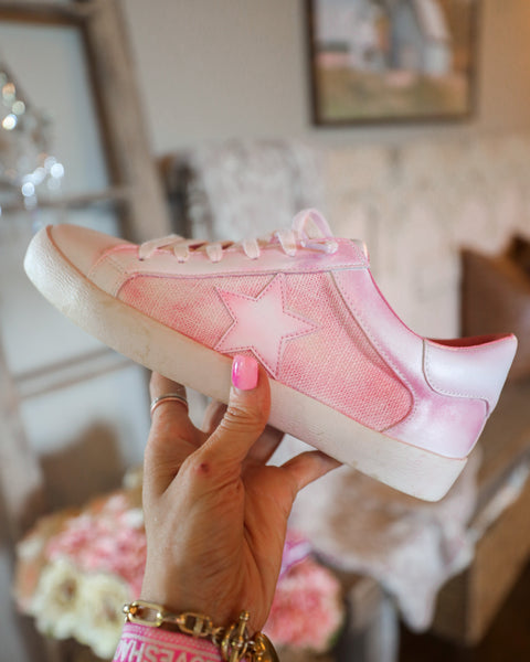 Sandy Pink Star Sneakers - The Lace Cactus