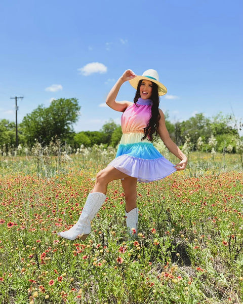 Summie Multi Color Ombré Mini Dress - The Lace Cactus