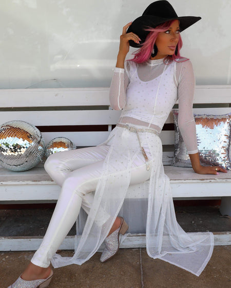 Glamorous White Sequin Bodysuit