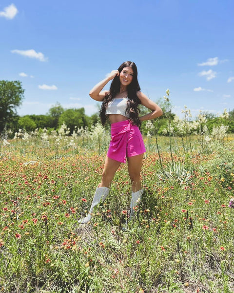 Esmeralda Pink Wrap Shorts - The Lace Cactus