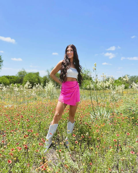 Esmeralda Pink Wrap Shorts - The Lace Cactus