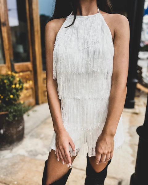Olette Off White Fringe Romper - The Lace Cactus