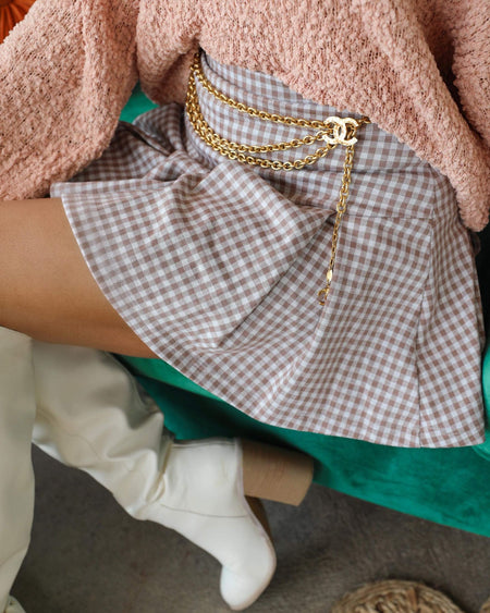 Fuchsia Studded Fringe Skirt
