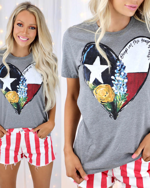 Callie's Texas Heart Graphic Tee - The Lace Cactus