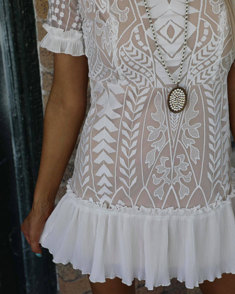 All Of My Heart Ivory Lace Mini Dress - The Lace Cactus