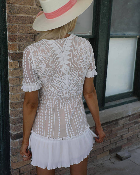 All Of My Heart Ivory Lace Mini Dress - The Lace Cactus