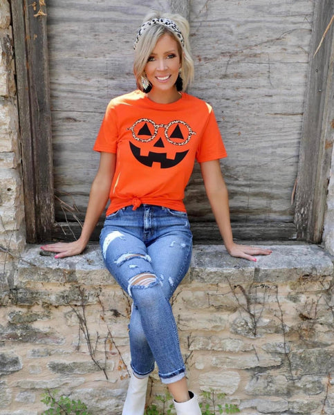 Jack 'O Lantern Orange Graphic Tee - The Lace Cactus