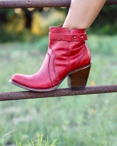 Circle G Red Embroidery Ankle Boots