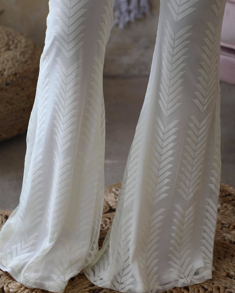 Ivory Lace Overlay Bell Bottoms - The Lace Cactus