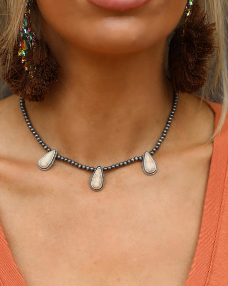 Whispering Turquoise + Navajo Pearl Necklace