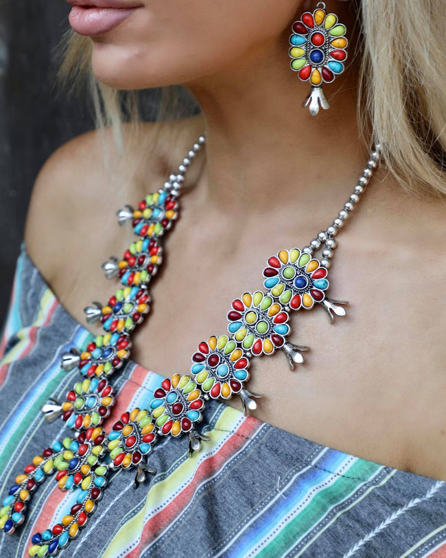 Fiesta in Color Squash Blossom Necklace - The Lace Cactus