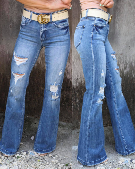 (PLUS) Felicity Distressed Dark Denim Skinny Jeans