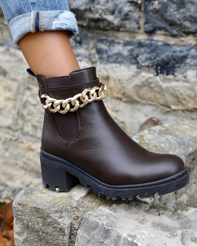 The Bobby Brown Gold Chain Ankle Boots - The Lace Cactus