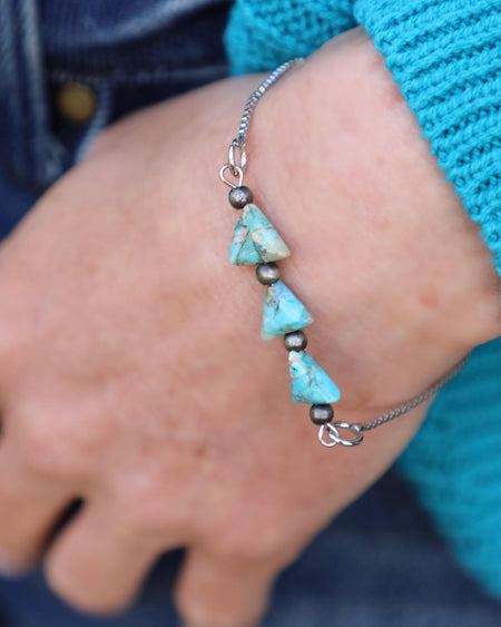 Turquoise Floral Double Strand Stretch Bracelet
