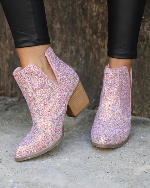 Pink sequin booties Clearance