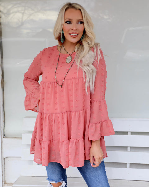 Dark Rose Swiss Dot Babydoll Top - The Lace Cactus