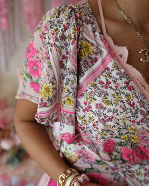 Quinn Floral Wrap Top with Flutter Sleeves - The Lace Cactus