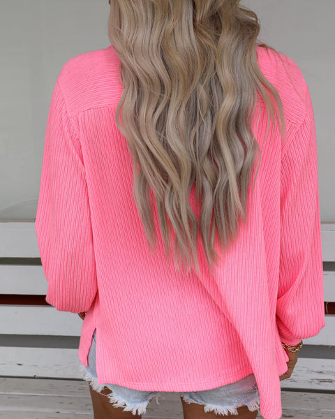 Neon Pink Button Up Jacket - The Lace Cactus