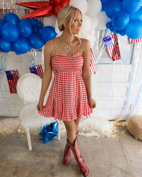 Raegan Red Gingham Dress - The Lace Cactus