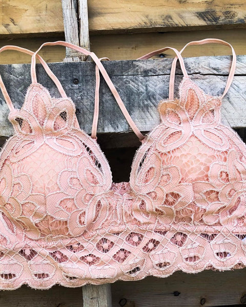 Peachy Lace Bralette - The Lace Cactus