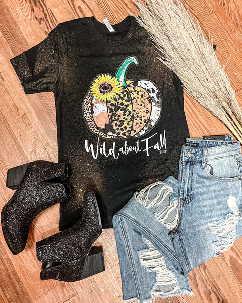 Bleached " Wild About Fall" Pumpkin Tee - The Lace Cactus