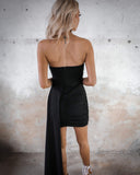 Bittersweet Black Strapless Dress with Side Trail - The Lace Cactus