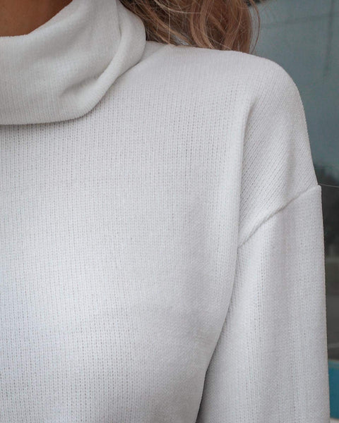 Watkins White Turtleneck Crop Top - The Lace Cactus