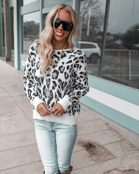 Ionia Ivory Leopard Sweater - The Lace Cactus