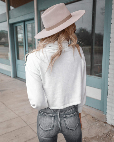 Watkins White Turtleneck Crop Top - The Lace Cactus