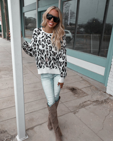 Ionia Ivory Leopard Sweater - The Lace Cactus